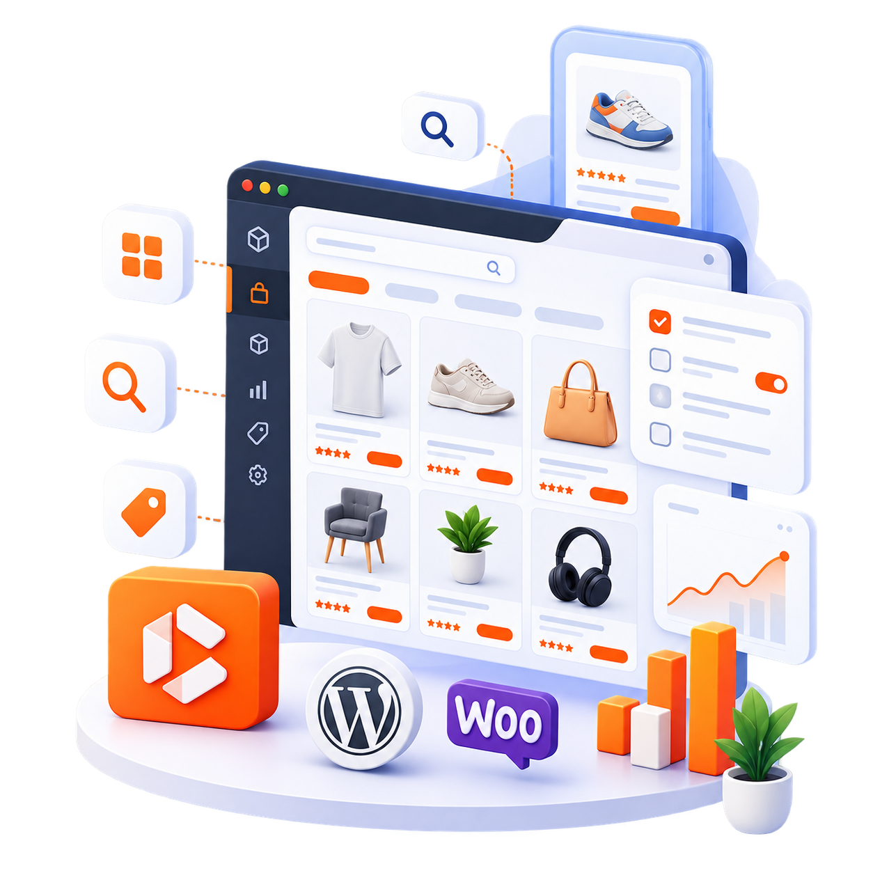AddonsKit WooCommerce product dashboard illustration